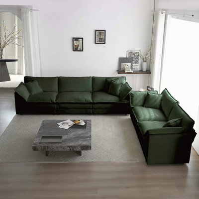 Sofa Set Of 2 Chenille Couch 23 Seater Sofa Set Deep Seat Sofa Modern Sofa Set For Living Room
