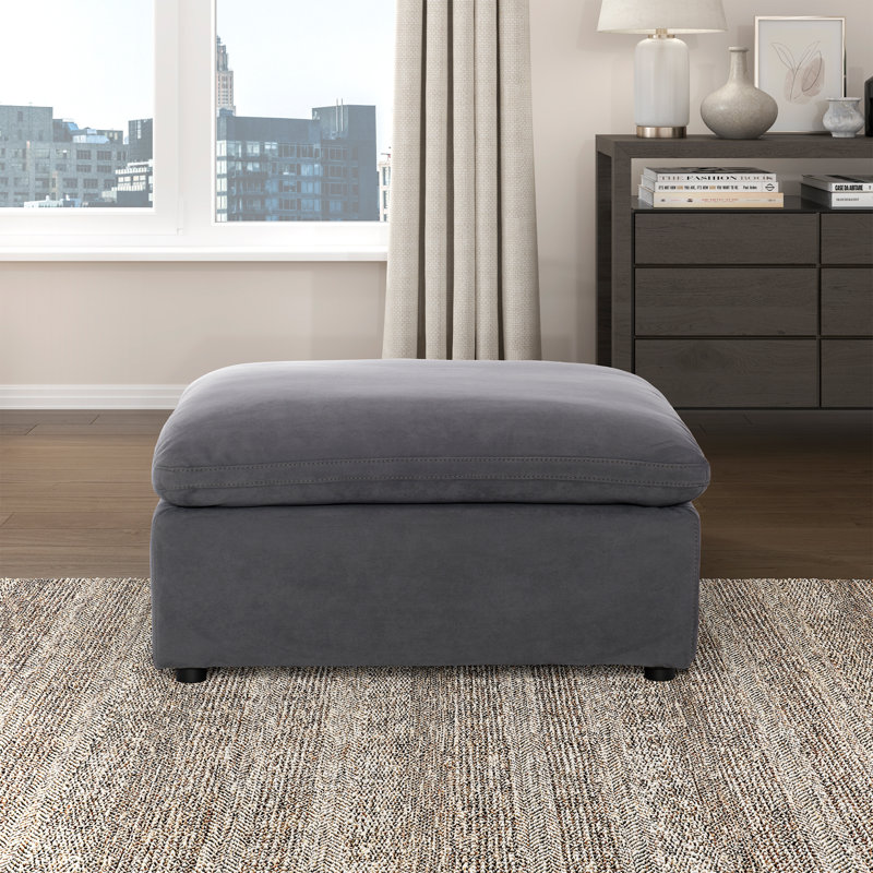 Repose-pieds moderne et contemporain en microfibre de 40 po Bhavini