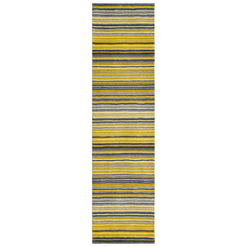 Tarren Handwoven Wool Yellow Rug, Runner 60cm x 230cm