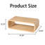Table basse rectangulaire minimaliste en bois naturel clair aux lignes courbes, avec rangement ouvert à 2 niveaux, profil bas, idéale pour un salon moderne.