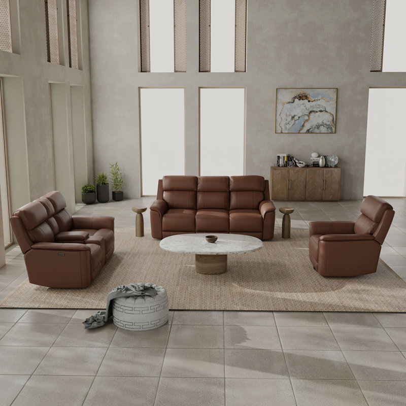 Canapé inclinable électrique Oslo avec causeuse et fauteuil inclinable oscillant, Pacanier