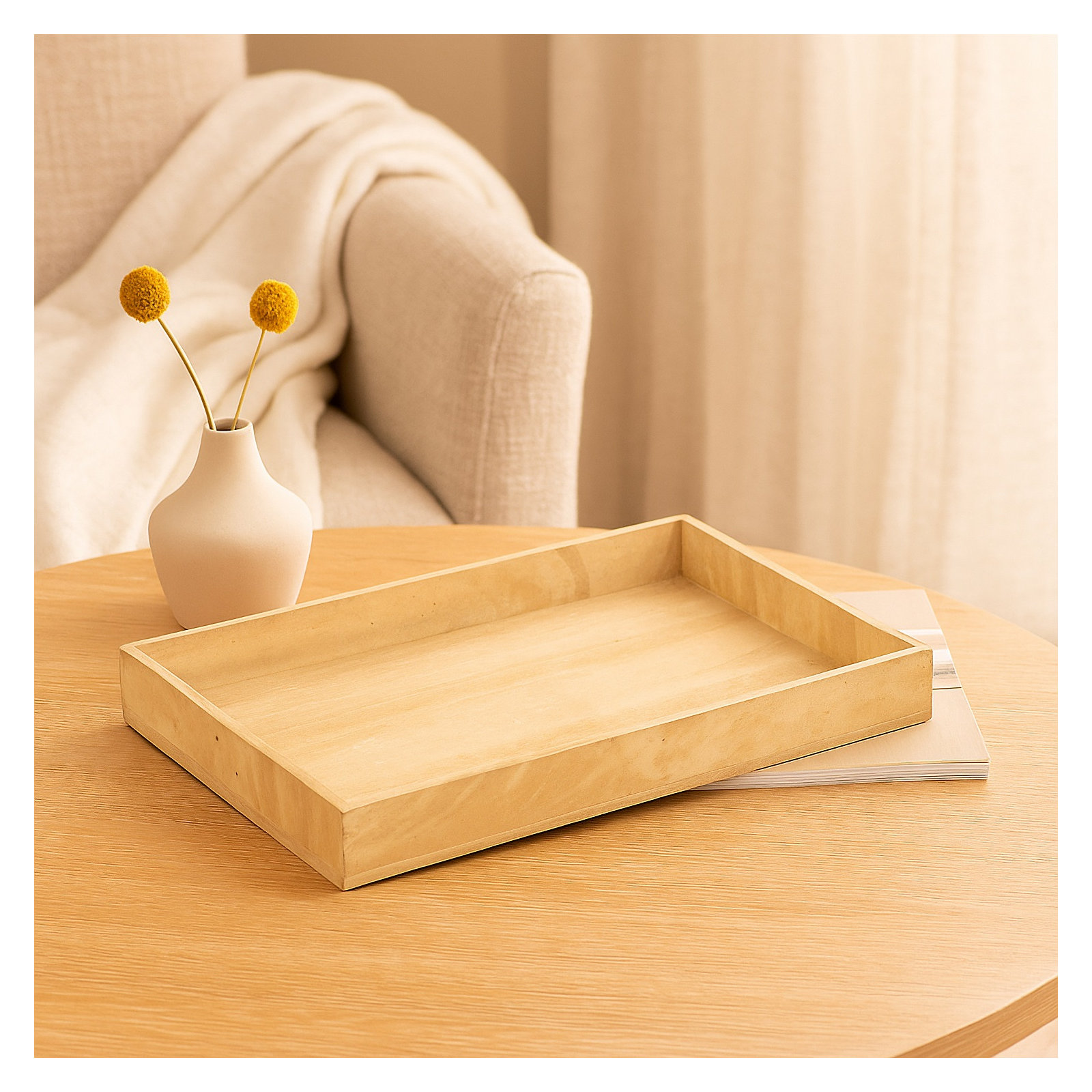 Rectangular Small Serving Tray Resin Dia 13.7", 13.7" W x 13.7" D