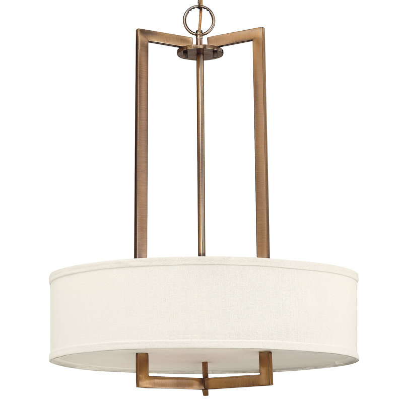 Hampton 3 - Light Unique / Statement Drum Pendant, 30.3" H x 26" W x 26" D, Brushed Bronze, Incandescent
