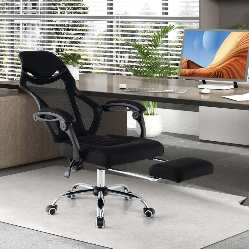 Chaise de bureau ergonomique en filet avec repose-pieds Inbox
