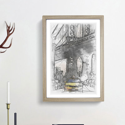 Yellow Taxi Cab in New York City - Picture Frame Painting Print