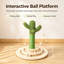 60?cm Cactus-Shaped Cat Tree Sisal Scratching Post with Hanging Ball & Interactive Roller, Green