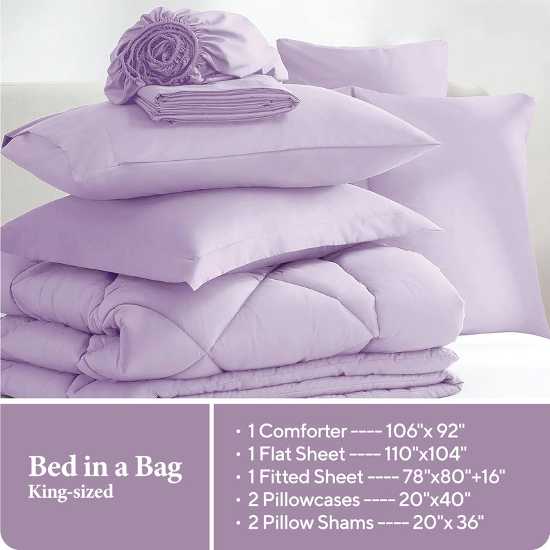 Twin Light Purple Microfiber Reversible Bed in a Bag Set