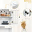 Kitchen Storage Cabinet, White With Adjustable Shelves And Microwave Compartment For Dining Room - Practical Organization , Pantry Cabinet Glass Framed Door, & Space. Large Essentials. Customizable