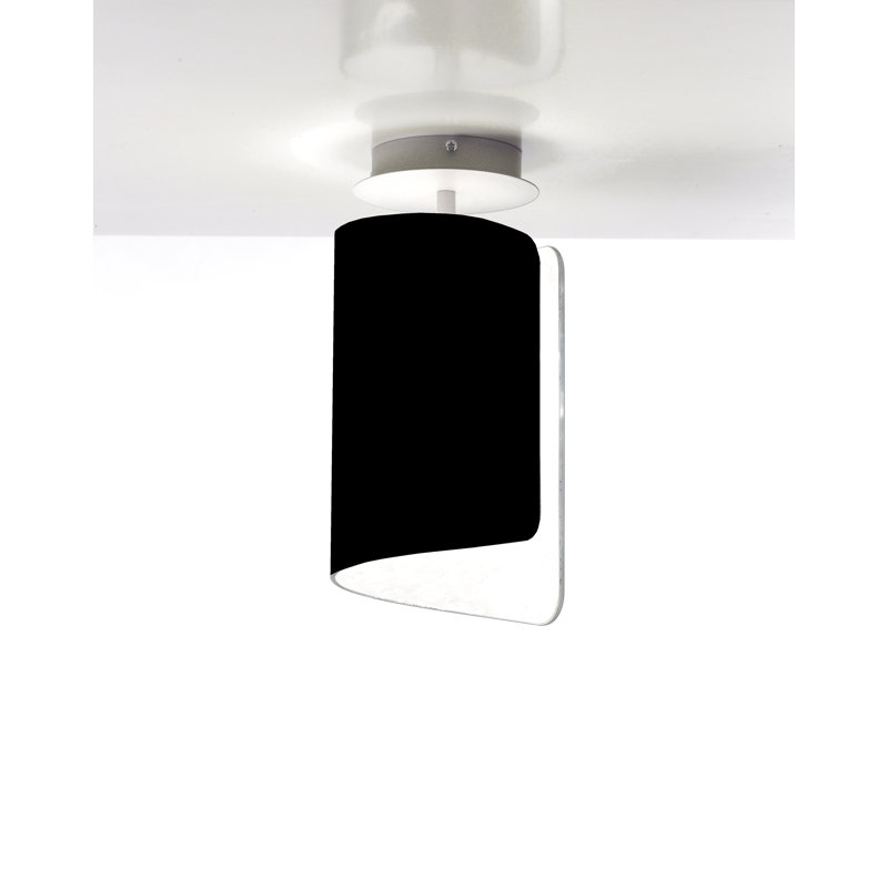 Papiro Glass Semi Flush Mount, Black, White