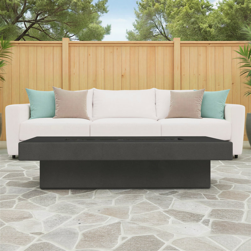 Cowden Rectangle 65,000 BTU Concrete Propane Fire Pit Table, 14" H x 60" W x 45" D, Carbon