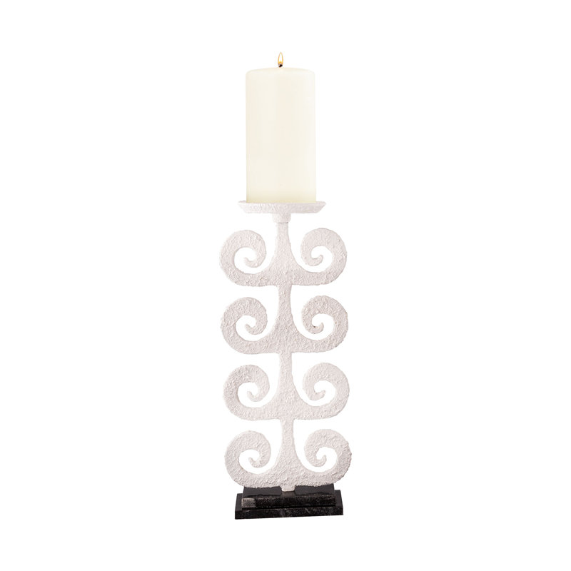 Curled Fern Candleholder - White