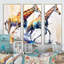 Giraffs qui court - 3 pièces sur toile-87930426-87930423