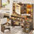 Makeup Vanity Set with Lights and Mirror & Storage Stool Dressing Vanity Table for Bedroom Farmhouse-1412352775