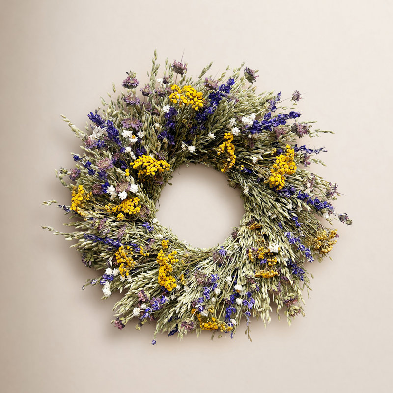 Dried Daisies and Lemon Mint Wreath, 22" W x 22" H x 5" D
