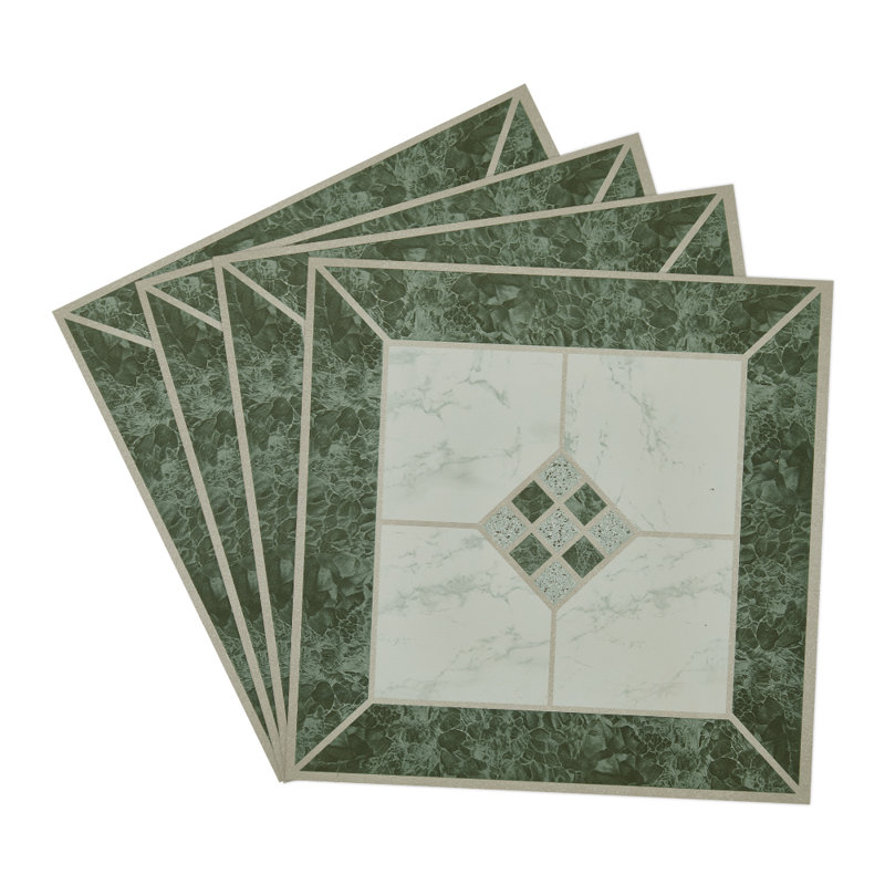 30Pcs Self-adhesive PVC Parquet Flooring Tiles Set, Green, Mosaic