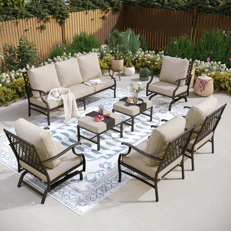 Asfand 9 - Person Patio Conversation Set with 2 Rocking Lounge Chairs  & Sofa