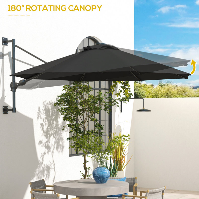 Brigston 292cm Tilt Wall Mount Parasol, Grey