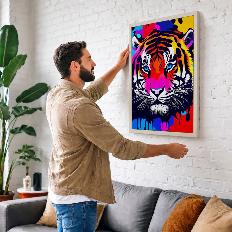 Neon Tiger Modern - Print, 24x16 - 61.0 x 40.6 cm, Sage Border
