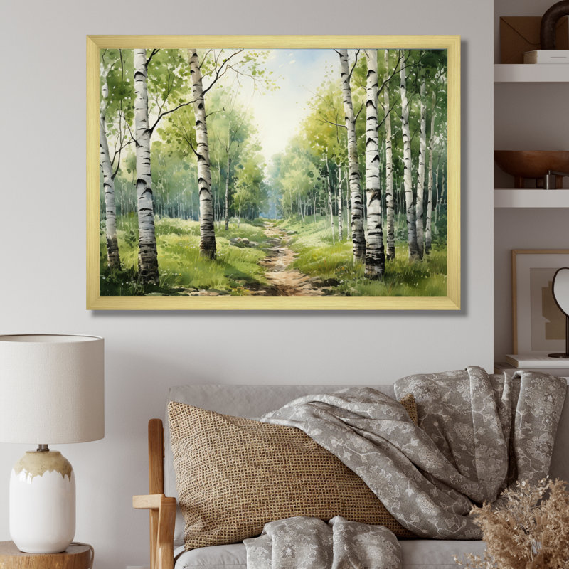 «Birch Woods Silent Woods I», reproduction sur toile encadrée, H 24 po x l 32 po x P 1 po, Encadrement doré