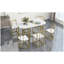 Ensemble de salle à manger moderne 7 pièces en faux marbre avec table compacte de 53,5 pouces et chaises dorées élégantes, idéal pour les petits espaces-504150260