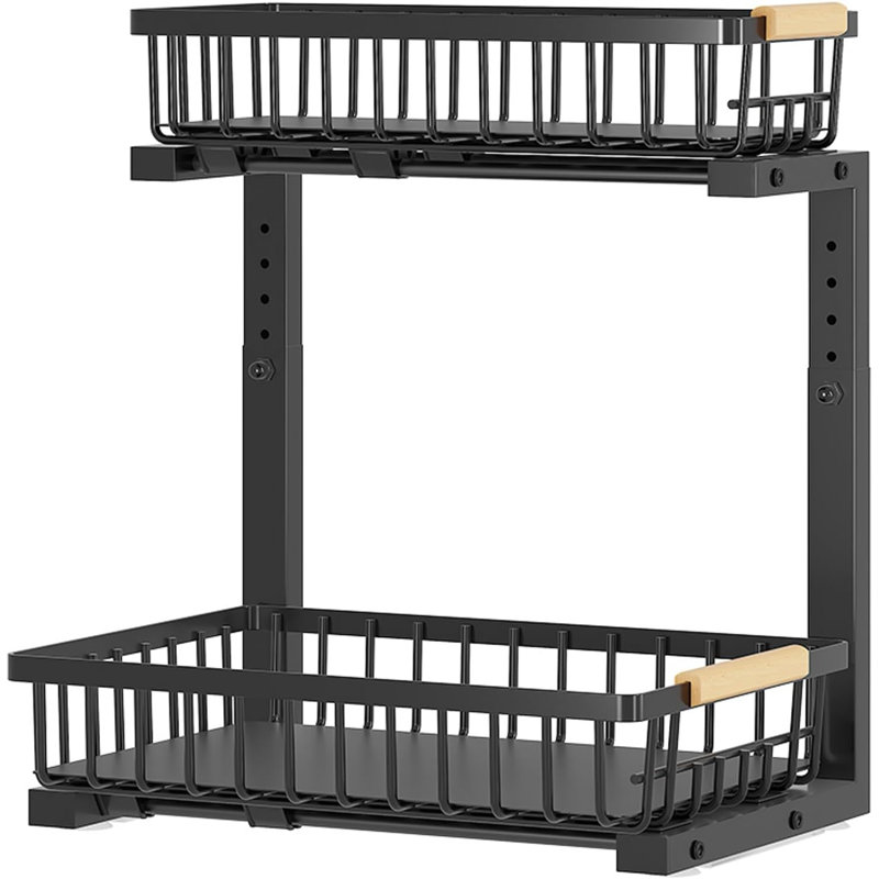 Tablette de rangement réglable sous l'évier à 2 niveaux pour la cuisine, la salle de bain et le rangement des armoires