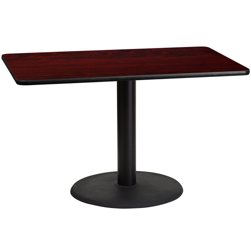 Carrus Rectangular Laminate Dining Table Top with Round Base, 43.12" H x 42" W x 24" D, Mahogany