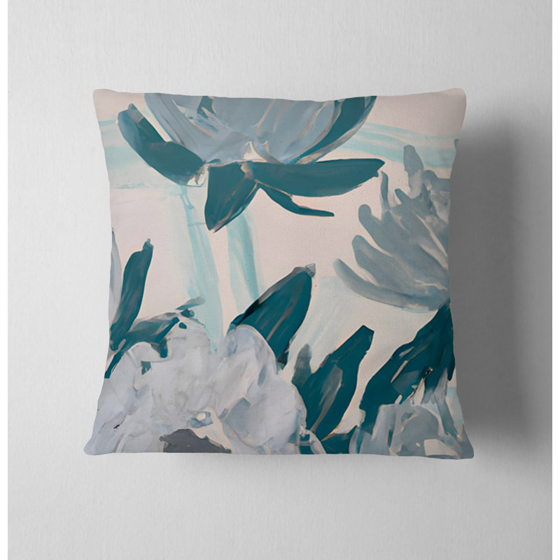 Throw Pillow With Insert, Blue/Beige Floral 3, 20"H x 20"W