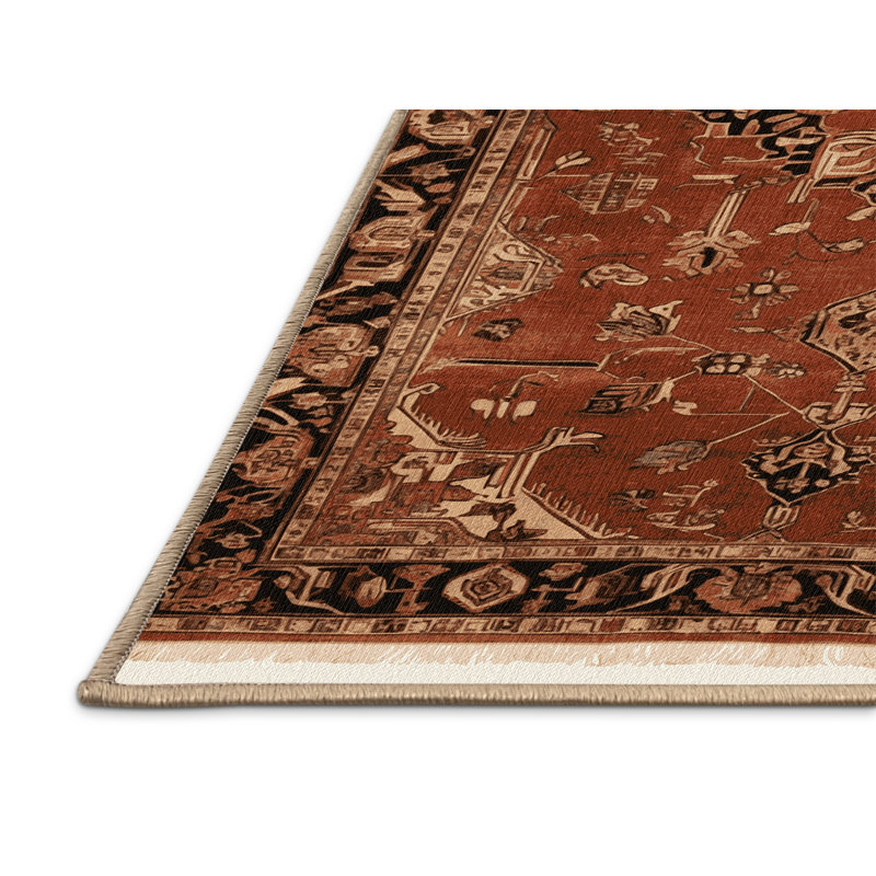 Machine Washable Persian Brown Area Rug, Rectangle 6' x 9'