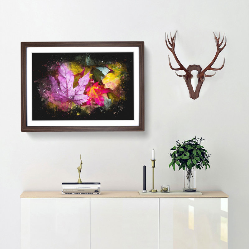 Colourful Autumn Leaves - Framed Print, 24cm H x 33cm W x 2cm D, Walnut Framed