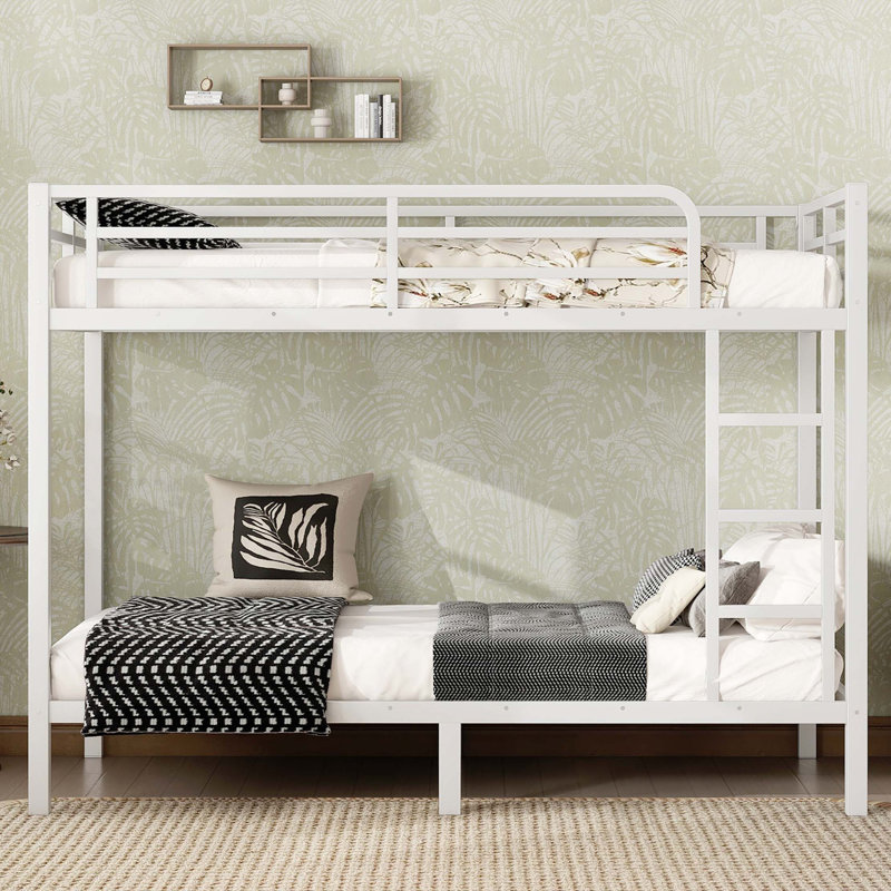 Metal Bunk Bed ,Space-Saving/Noise Reduced/No Box Spring Needed,, Off White, Twin XL