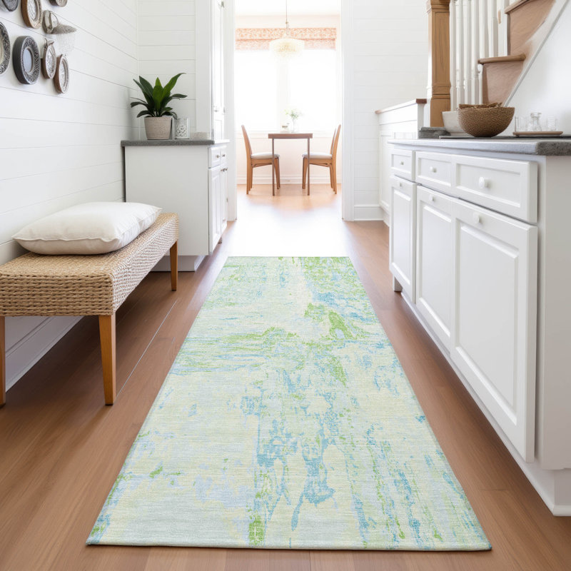 Tapis abstrait lavable à la machine de qualité supérieure Elize AMF1350, Tapis de couloir 2 pi 3 po x 7 pi 6 po