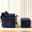 Chaise de lecture en chenille bleue moderne de 39,4 po, fauteuil club de chambre avec support en bois massif