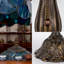 Lampe de table de style Tiffany avec abat-jour en verre teint, perles bleu marine fabriquées à la main pour la chambre à coucher, le salon, le bureau et le vestibule
