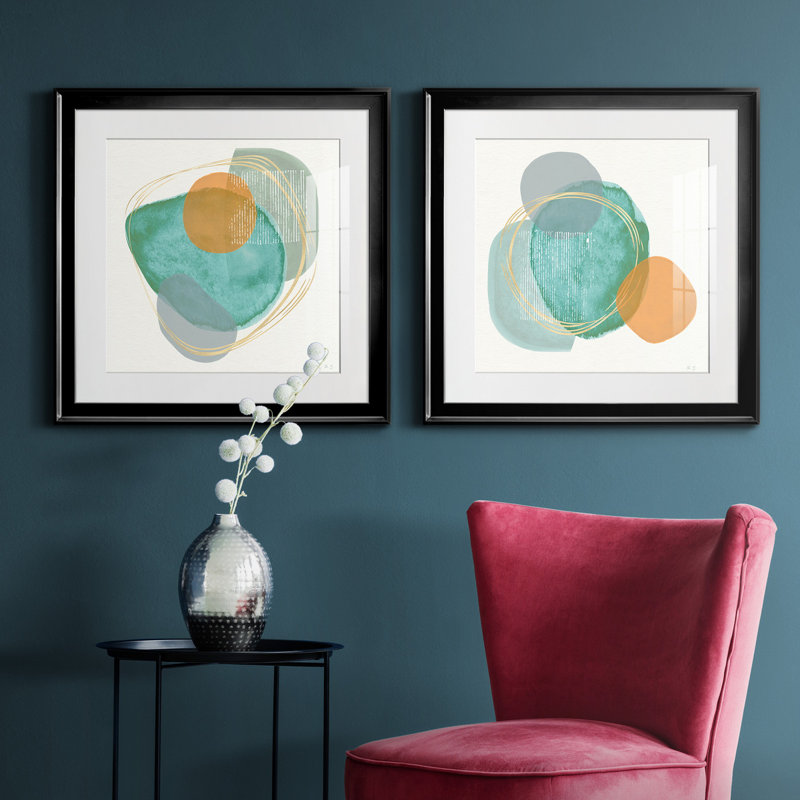 River Jewels I - ensemble de 2 peintures encadrées, H 26,5 po x l 53 po x P 1,5 po, Noir
