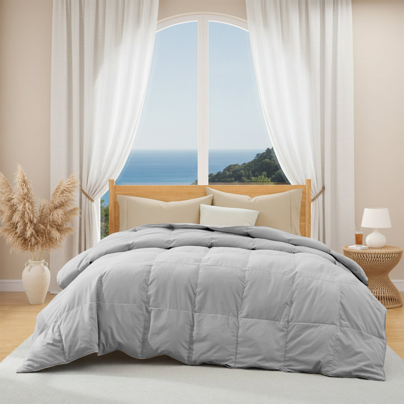 Édredon léger en duvet synthétique et plumes, Très grand californien, Gris clair