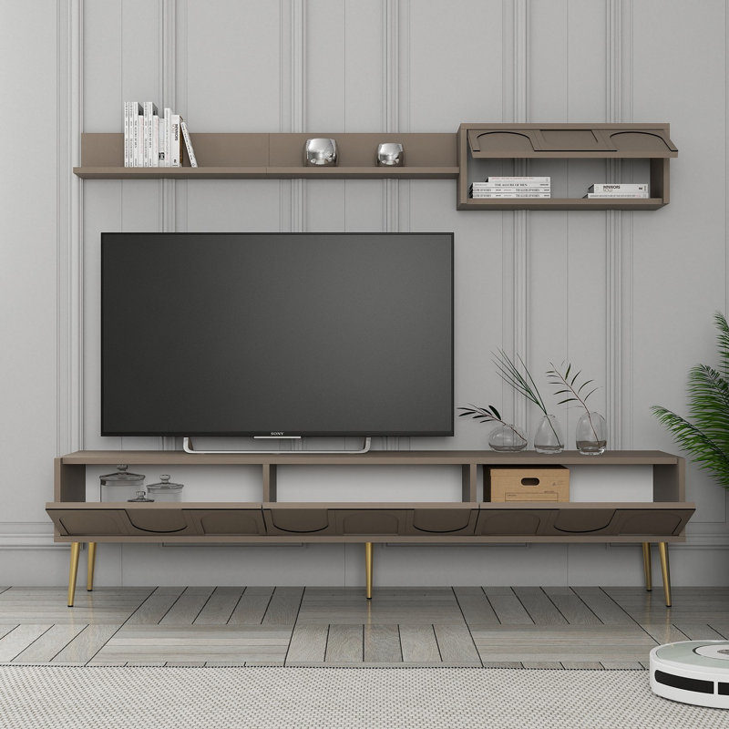 Keikei Unfinished TV Stand, Brown/Gold
