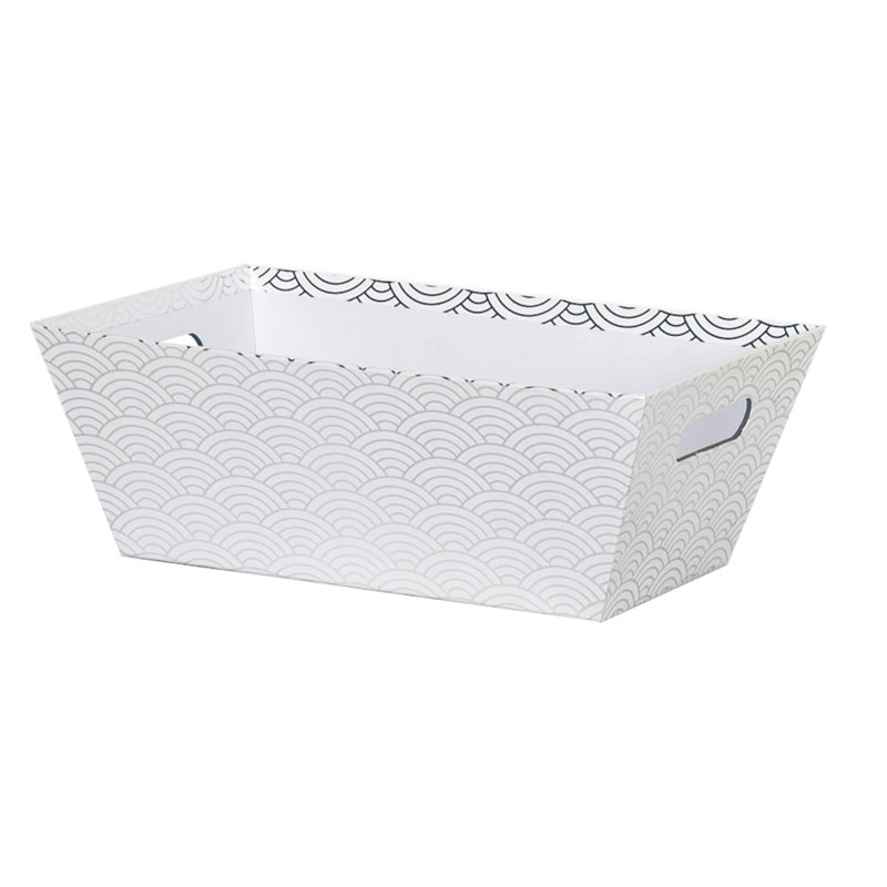 PLATEAU MOYEN RECT ARGENT / VAGUE BLANCHE, L 6 po x P 9,5 po