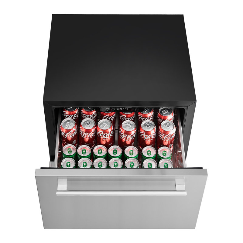 Réfrigérateur à tiroirs sous comptoir de 24 pouces, réfrigérateur à double tiroir en acier inoxydable avec contrôle de la température, réfrigérateur extérieur avec compresseur puissant et affichage DEL, convient à la maison, au bureau, etc.
