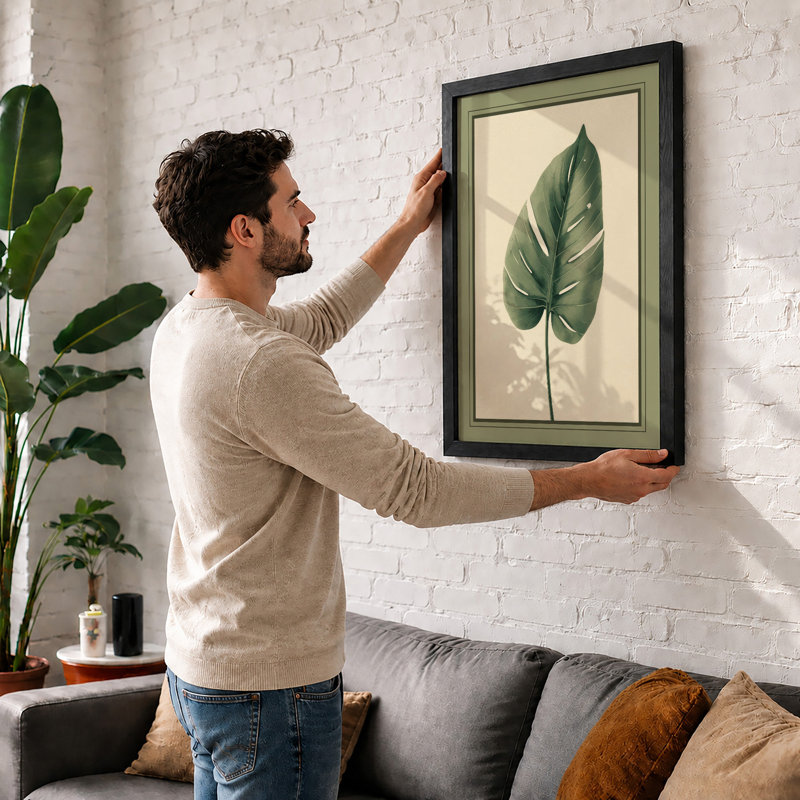 Leaf Study Botanical - Framed Print, A4 - 29.7 x 21.0 cm, Black
