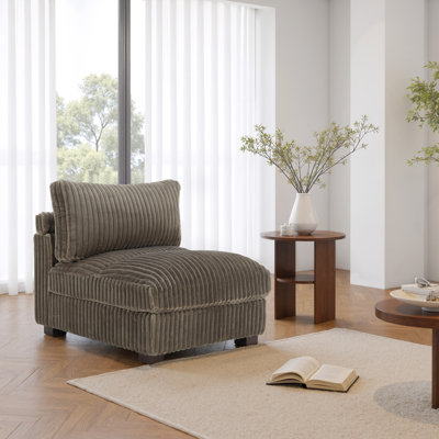 Chaise rembourrée en flanelle de fourrure de lapin avec accoudoirs et dossier rembourré brun clair
