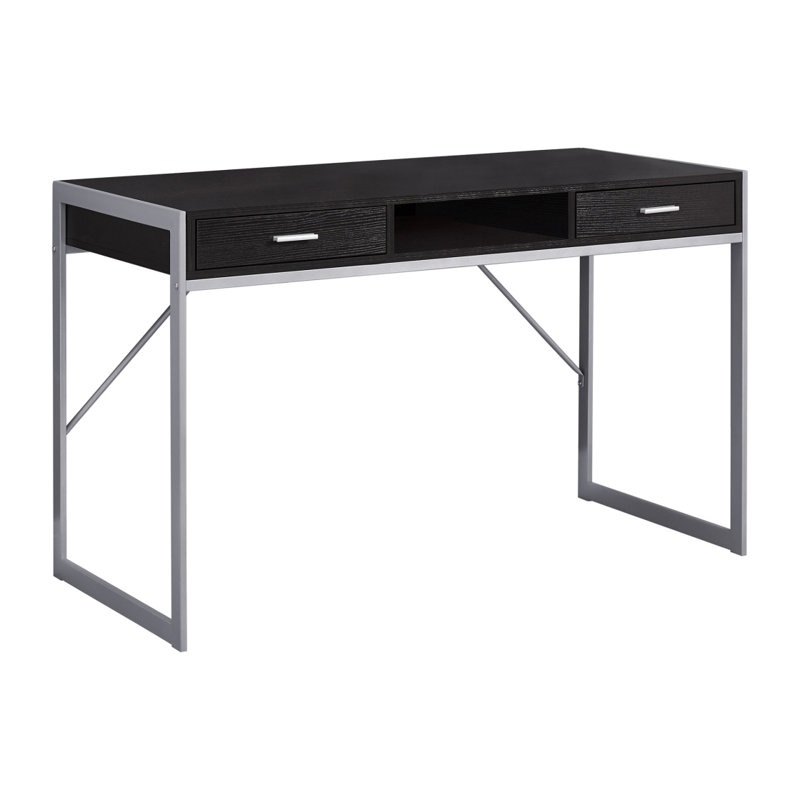 Bureau d'ordinateur Calvillo, bureau personnel, ordinateur portable, tiroirs de rangement, travail, métal, stratifié