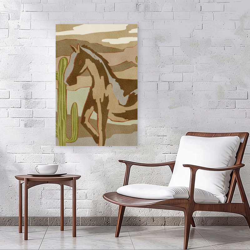 Art sauvage, paysage sauvage, cheval sauvage, cactus