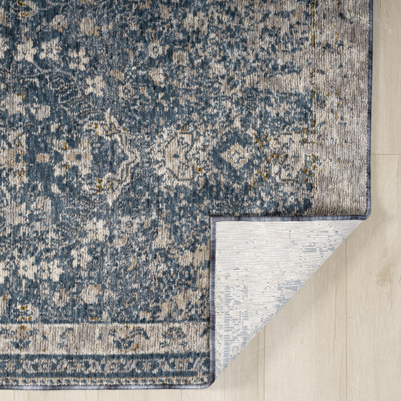 Tapis tissé à la machine Letigo Indigo Blossom, Rectangle 11 pi 9 po x 15 pi 6 po