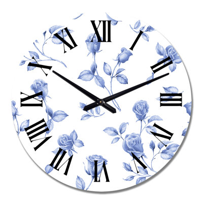 Summertime Garden Flowers English Roses - Patterned Wall Clock