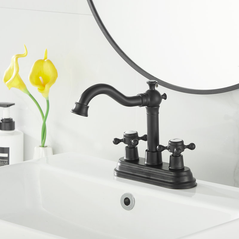 Centerset 4Inch Bathroom Sink Faucet With Drain Assemly, Matte Black