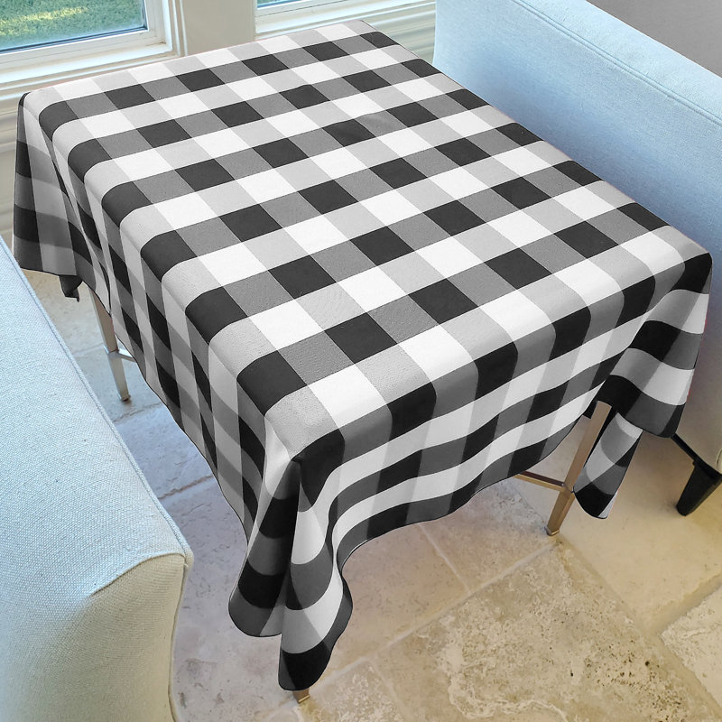 Cohdi Gingham Tablecloth, Black/White, 76" x 58"