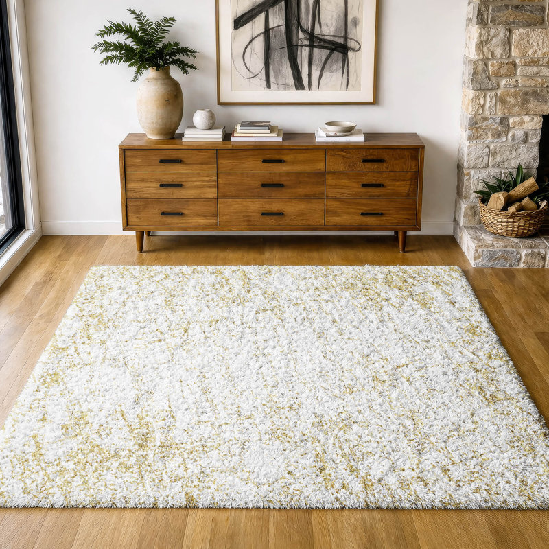 Tapis à poils longs de qualité supérieure lavable à la machine ADS606, Gold, 9' x 12'
