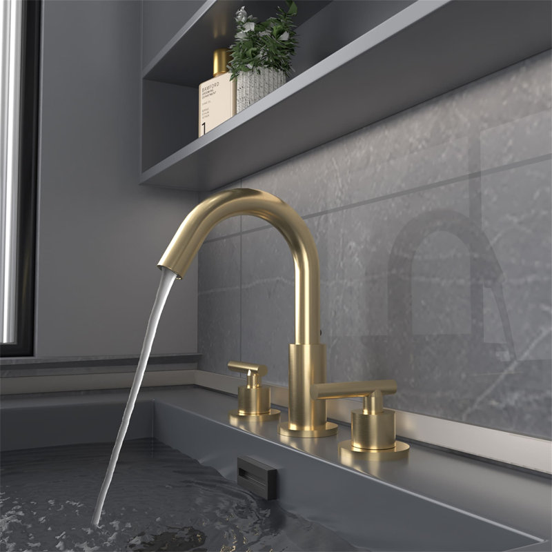 Robinet de salle de bain espacé de 8 pouces avec bonde escamotable et robinet à 3 trous pour lavabo, Or brossé