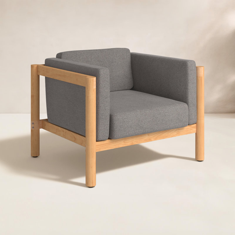 Haven Outdoor Teak Armchair, Sunbrella Greystone