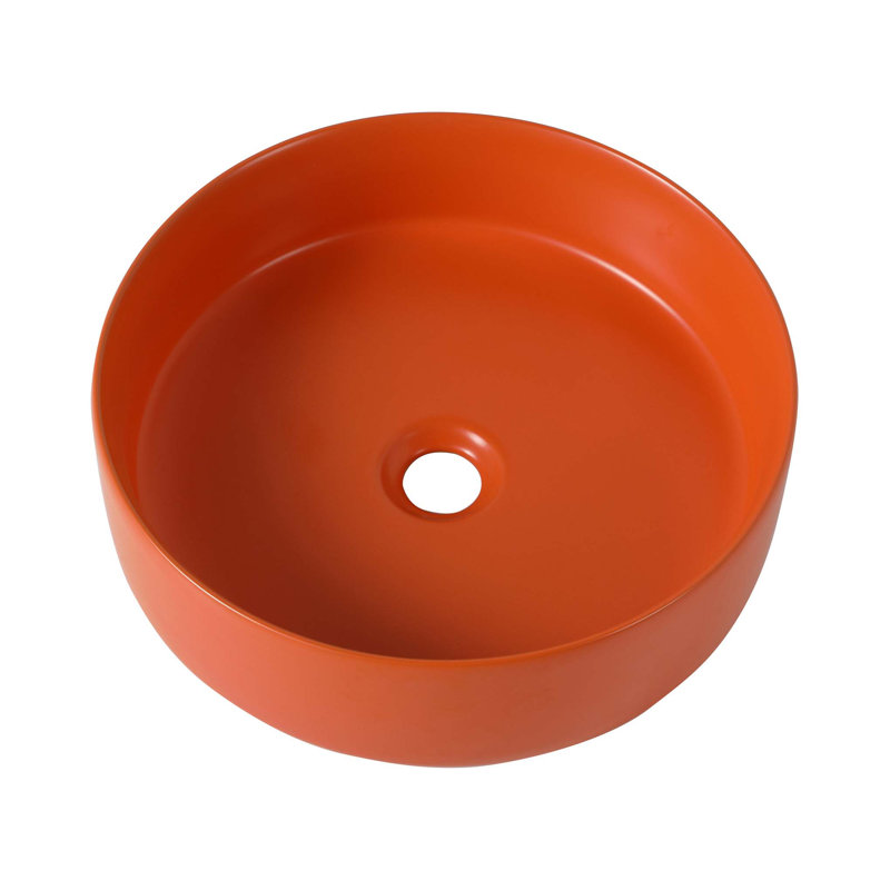 Elegance Plexi Home 15.7'' Ceramic Circular Bathroom Sink, Orange